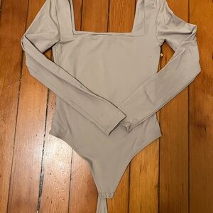 Babaton Taupe Long Sleeve Bodysuit